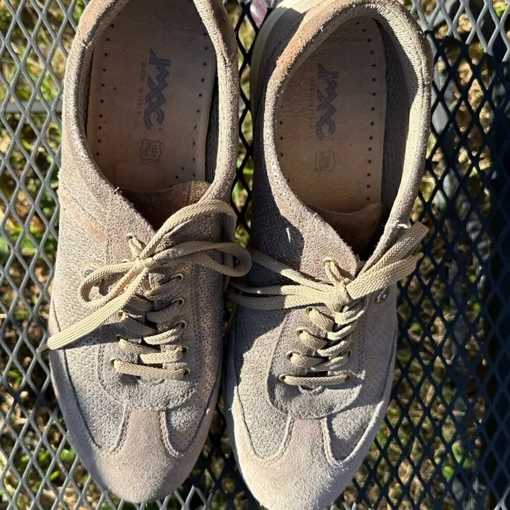 ☘️- IMAC Metallic Beige Leather Sneakers Light Style. Made in Italy Sz 41